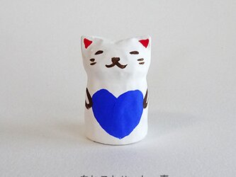 白ねことハート　青　見本(鶏口舎キャスト)の画像