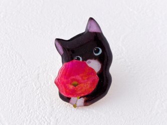 雛罌粟と子猫のブローチ(どうぞ)の画像