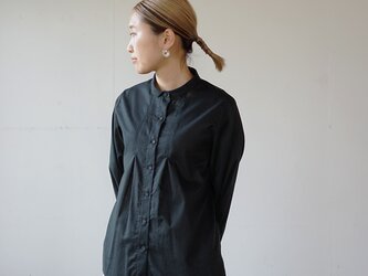 【受注制作】コットンローンプリーテッドシャツ[black]の画像