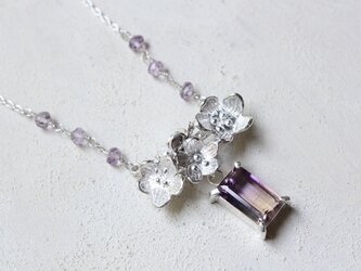 アメトリンのお花ネックレス　silverの画像