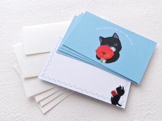 メッセージカード封筒セット（雛罌粟と子猫）の画像