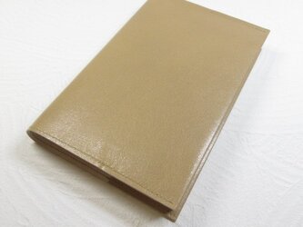 ハヤカワ文庫トールサイズ対応・ライトベージュ・ゴートスキン・一枚革のブックカバー・0375の画像