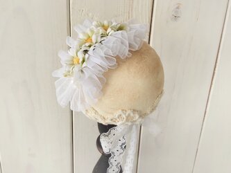 ドール用染め花のスモールヘッドドレス(MLフリー・ホワイト)の画像