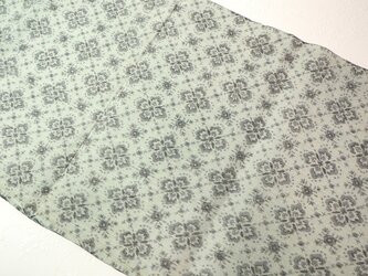 asa0055b　縮 麻布 剣菱花文様 ハギレ 90cm / 古布 古裂の画像