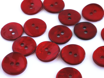 (3個) カラー貝ボタン 12mm　深紅　フランス製の画像
