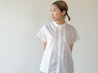 【受注制作】コットンローンプリーテッドシャツ半袖[off-white]の画像