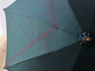 紬の日傘（深緑いろ幾何学122）の画像