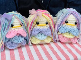 【受注製作】疫病退散☆大きいサイズのアマビエ様☆あみぐるみ☆の画像
