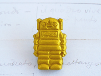 （3個）17mm ロボットのボタン　ゴールド　フランス製の画像
