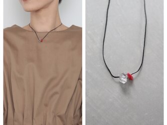 Two grains necklace / コーラル&ハーキマーの画像