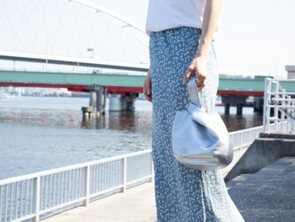 バルーンバッグ Sサイズ 本革 シルバー レディース ハンドバッグ メンズ 姫路レザー ソフトシュリンクレザー　as-29csの画像