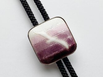 かもめ 【バイオレット Violet】 七宝焼ループタイ ボロタイ 純銀箔押し七宝の画像