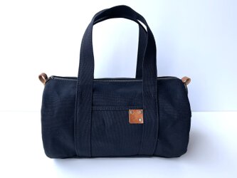 帆布　筒型ばっぐ/ドラムバッグ　(中ブラック)の画像