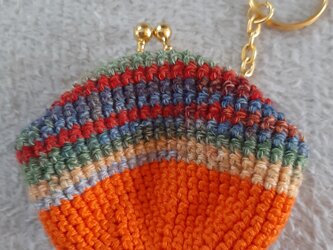 編みがま口　オレンジ色の画像