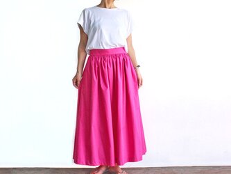 コットンギャザーロングスカート（ピンク）の画像
