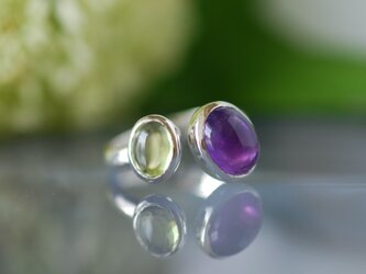 紫陽花色　アメシスト＆ペリドット　ダブルストーンリング 【受注製作】の画像