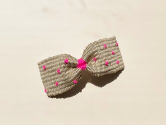 手織りのネオンカラーバレッタ（水玉ピンク）の画像