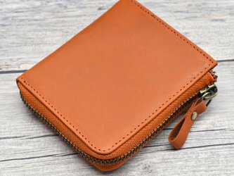 二つ折り財布 TIDY mini 本革 l字ファスナー 財布 名入れ 大容量 シンプル オレンジ HAW015-NUの画像