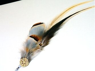 羽のヘアピン/ブラウンの画像