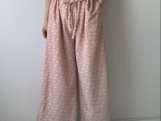 ポリエステル着物のワイドパンツの画像
