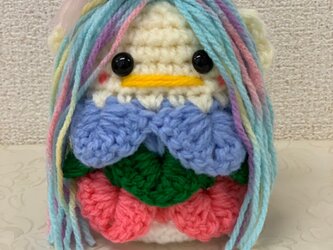 【受注製作】疫病退散☆大きいサイズのアマビエ様☆あみぐるみ☆の画像