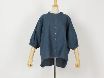 綿麻ドルマンギャザーシャツ(ダークブルー)MK510VN128の画像