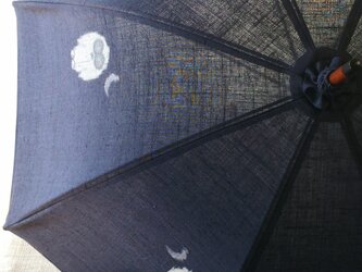 紬日傘（濃紺梟月45/162)の画像
