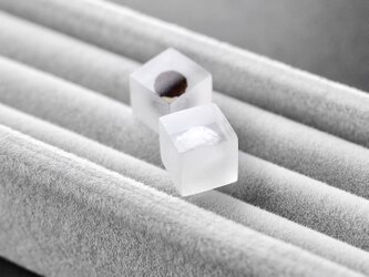 塩胡椒のスタッドピアス【受注制作】岩塩 ブラックペッパー ステンレスピアス ゴールドカラーギフト 誕生日プレゼント お呼ばれの画像