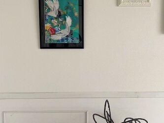 きものからつくるアートパネル　58　壁掛け　和柄　吉祥文様　鶴　vintage fabricの画像