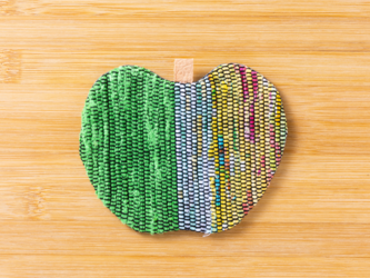 裂織りんごコースター　緑ミックスカラー/529の画像