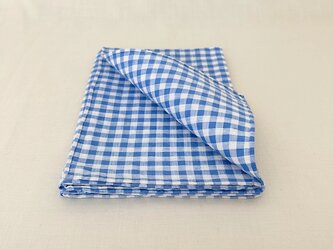 【リネンのハンカチ】ギンガムチェックの画像