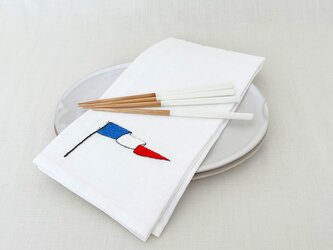 トリコロールの旗【リネンのキッチンクロス】の画像