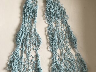 コットンリネン糸　モチーフ編みのショール　ストール　かぎ針編み　編み物　大判ショールの画像