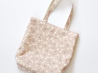 くすみカラーのトートバッグ さくらんぼ スモークピンクの画像