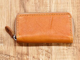 キーケース 栃木レザー ラウンドファスナー スマートキー 4連 キーリング 名入れ 本革 キャメル JAK087の画像