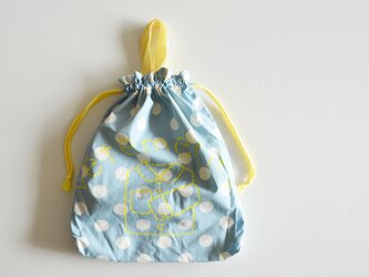 《選べるサイズ》持ち手つき 体操着入れ お着替え巾着袋　新色ドットブルーピンク「vêtements」入園入学グッズ 　　の画像