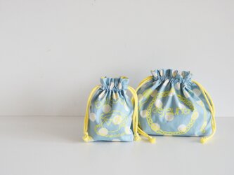 コップ袋＆お弁当袋セット 新色ドットブルーピンク 入園入学グッズ・お習い事に　名入れ無料　の画像