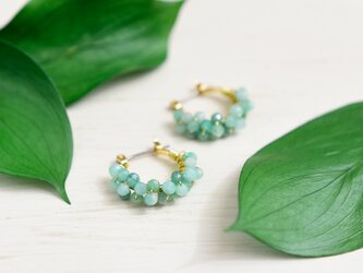 【チタンピアス】エメラルド  レースフープ