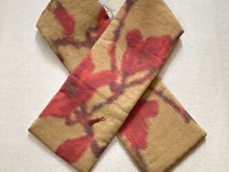 銘仙×綿麻の総刺繍 小さな襟巻き2140C ストール ネックウォーマー レース リバーシブル 着物リメイクの画像