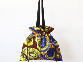 アフリカ布の巾着バッグ（アフリカンプリント）トート 大きめの画像