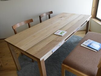 クルミ（胡桃）　棚付きダイニングテーブル　W150の画像