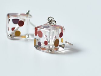 漆cubeピアス　dot  [sv925]  クリアクォーツ　の画像