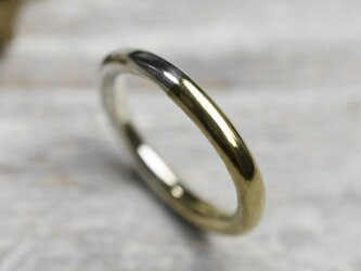 鏡面 シルバー×真鍮バイカラーハーフラウンドプレーンリング 3.0mm幅 グロス｜SV×BS RING｜802の画像