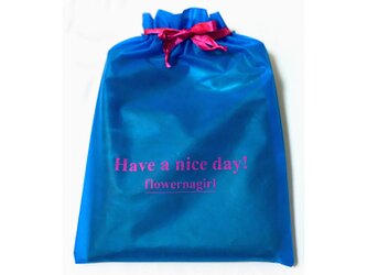 flowernagirl【Have a nice day！】ギフトラッピング袋:ブルーの画像