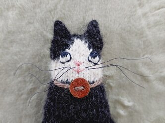 棒編み針のあみぐるみ　(ハチワレ黒白猫）の画像