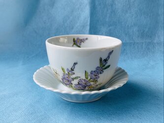 煎茶　台皿付き　ローズマリー絵の画像