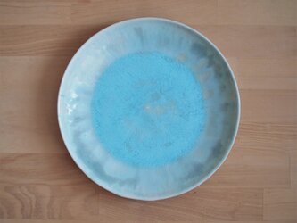 釉流し皿21cm（翡翠）の画像