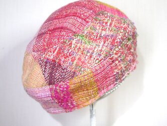 手織りのお帽子 3段ベレー 秋冬糸の画像