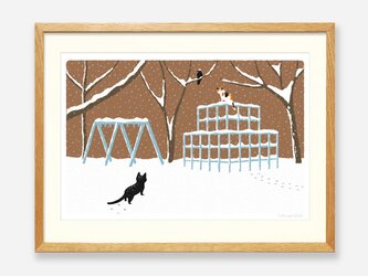 イラストフレーム（02.雪のジャングルジム）の画像