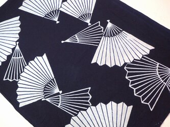 ycya0020　浴衣布　扇文様　染め　着分(身頃、袖）木綿　着物リメイク に最適☆　/　古布 古裂　kimonoの画像